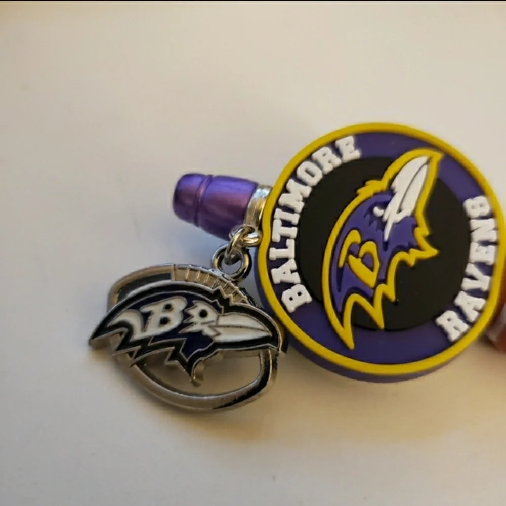 Handmade Rhinestone Baltimore Ravens Football Beaded Silicone Focal Bead Pen